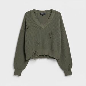 SER.O.YA XS Syd Distressed V Neck Sweater EUC
